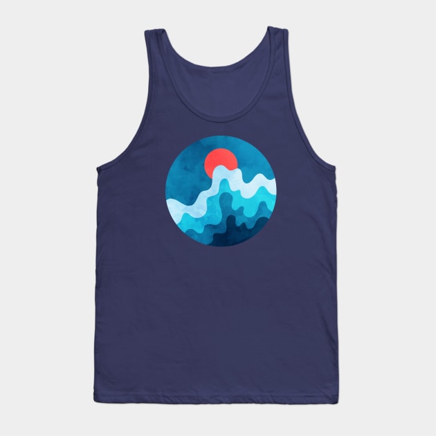 Vibrant Dark Blue Sky and Ocean Waves Art Tank Top by Insightly Designs